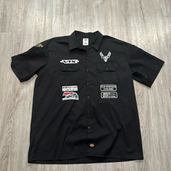 Rare Dickies Motorcycle Biker Button Down Shirt Size XL - Picture 1 of 7